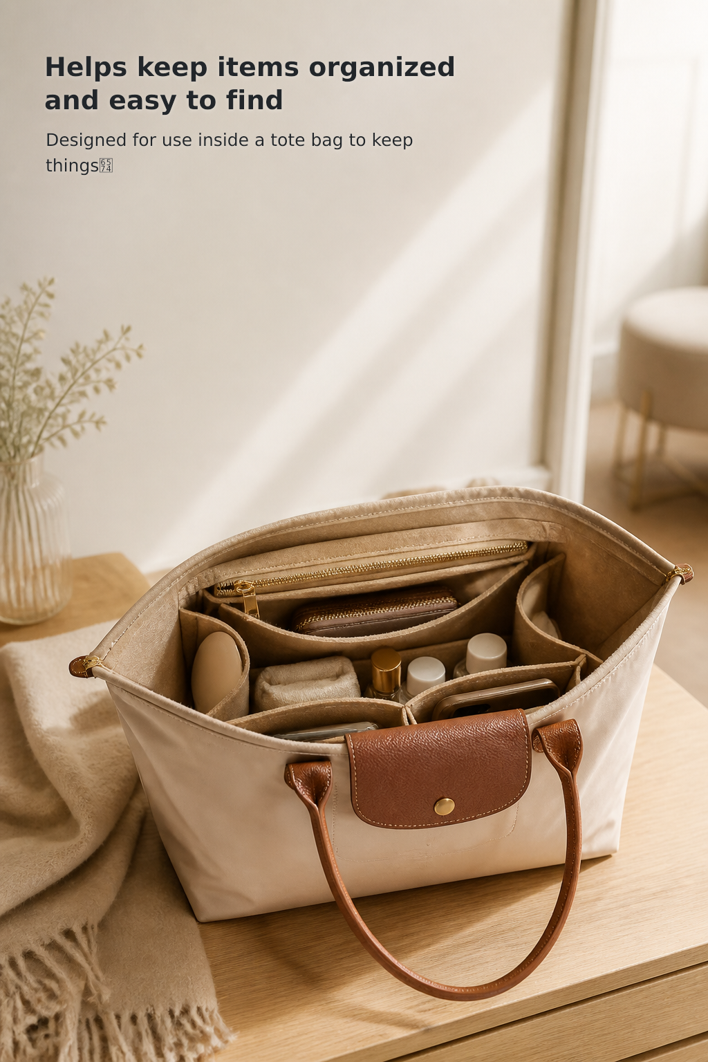 Felt Handbag Organizer Insert for Longchamp Le Pliage
