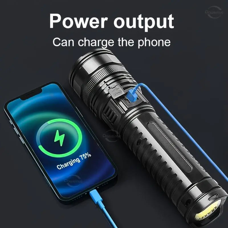 2-in-1 Rechargeable LED Flashlight & Power Bank