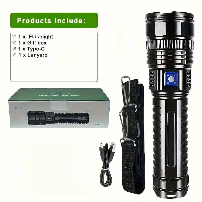 2-in-1 Rechargeable LED Flashlight & Power Bank